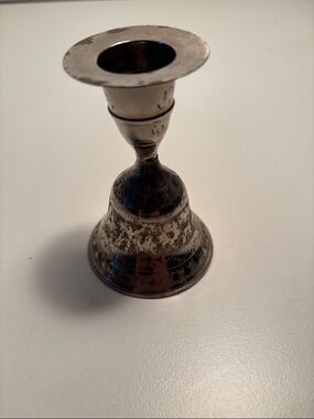 Etched Silver plate Bell and Candlestick Holder - Home Accents
